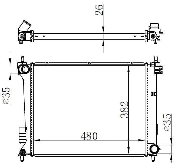 RADYATOR BRAZİNG AT 480X382X26 I20 1.4/1.6 CRDI 09 67615