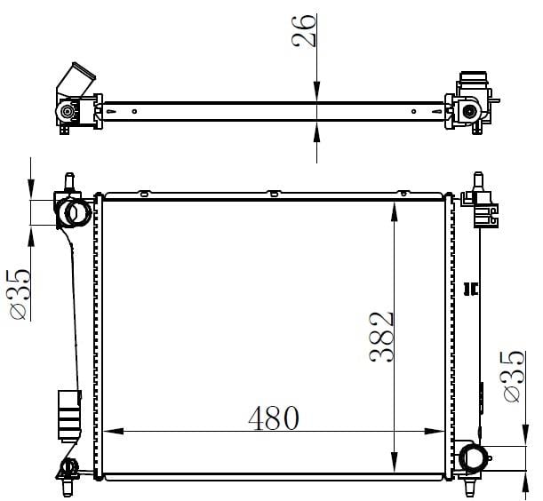 RADYATOR BRAZİNG AT 480X382X26 I20 1.4/1.6 CRDI 09 67615