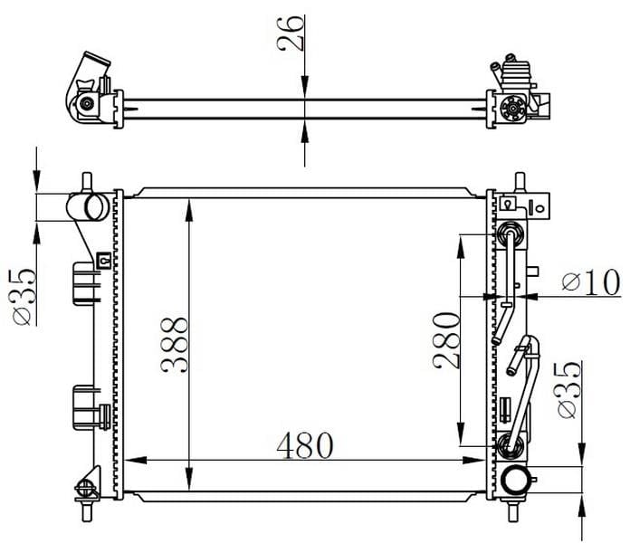 RADYATOR BRAZİNG AT 480X388X26 ELANTRA 10 /İ30 CEED 12 1.6 CRDİ 67608