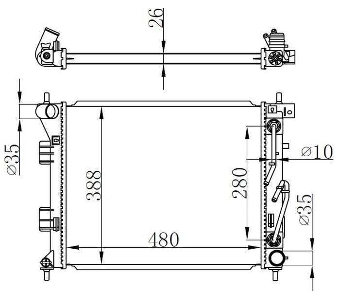 RADYATOR BRAZİNG AT 480X388X26 ELANTRA 10 /İ30 CEED 12 1.6 CRDİ 67608