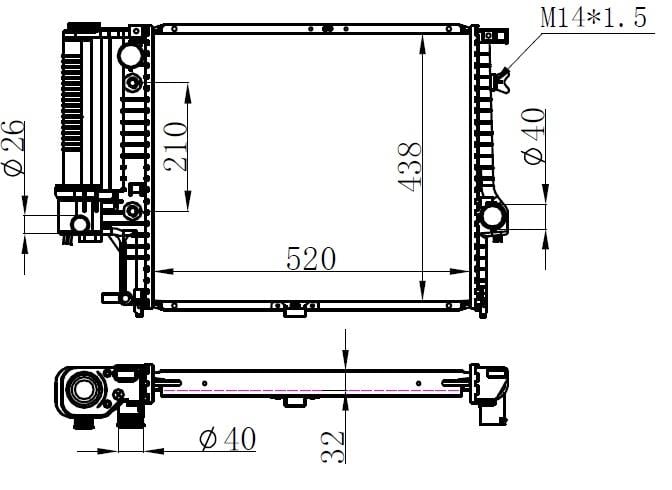 RADYATOR BRAZİNG AT 520X440X32 5.20İ/5.25İ E34 88- 60709