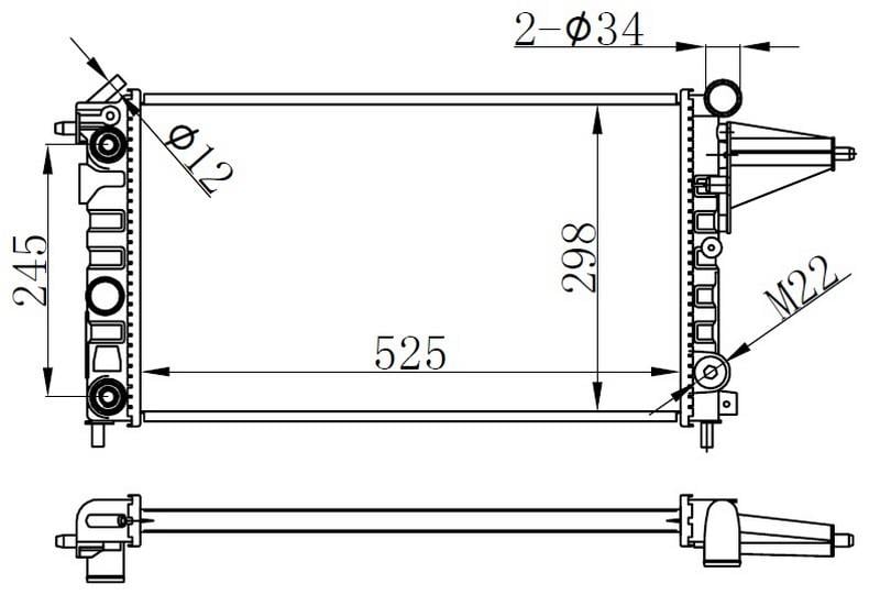 RADYATOR BRAZİNG AT 525X298X22 VECTRA A 88