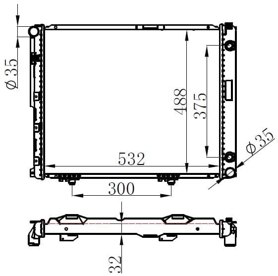 RADYATOR BRAZİNG AT 532X488X32 E200 D W124 84-
