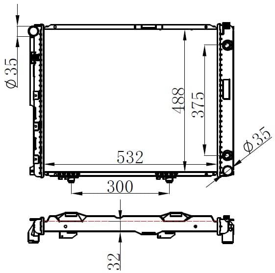 RADYATOR BRAZİNG AT 532X488X32 E200 D W124 84-