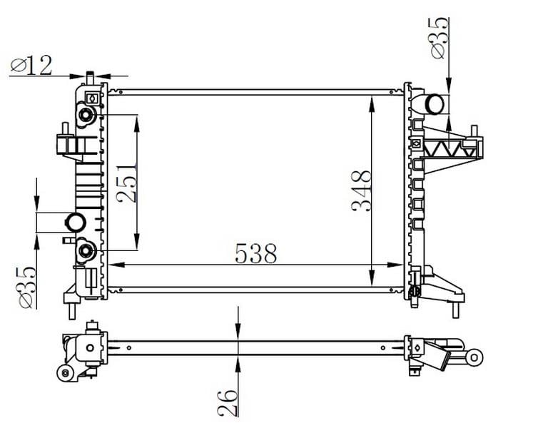RADYATOR BRAZİNG AT 538X348X26 CORSA C 1.4İ 2000