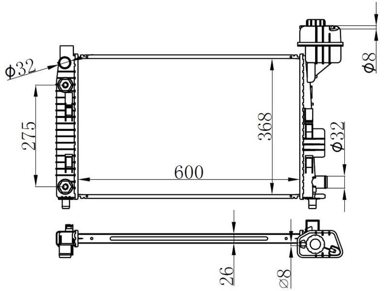 RADYATOR BRAZİNG AT 600X368X26 A-CLASS W168 A140/160/190 97- 62661A