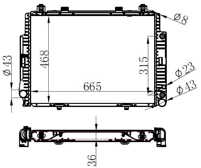 RADYATOR BRAZİNG AT 665X468X36 S400/500/600 W140 91- 62716