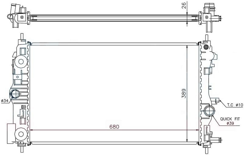 RADYATOR BRAZİNG AT 680X378X26 INSİGNİA 1.4İ 2008 / ZAFİRA 1.4İ 2011 630745