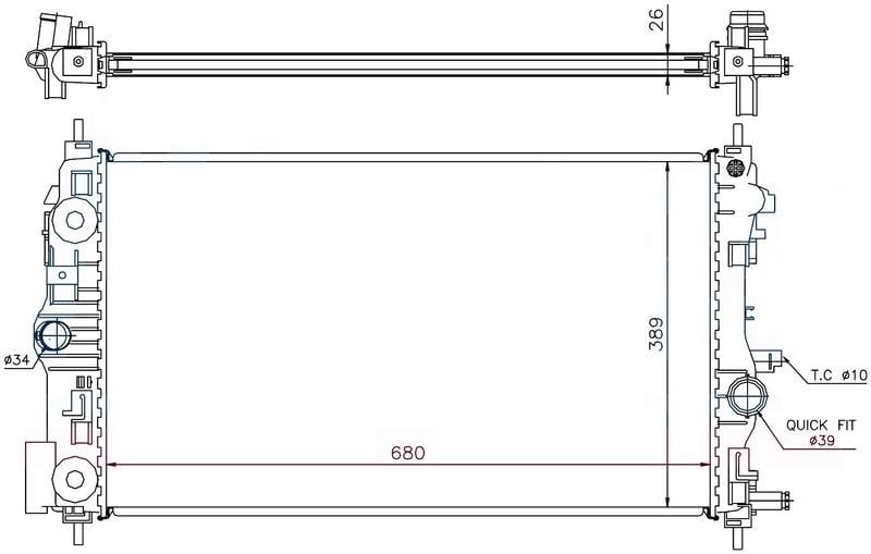 RADYATOR BRAZİNG AT 680X378X26 INSİGNİA 1.4İ 2008 / ZAFİRA 1.4İ 2011 630745