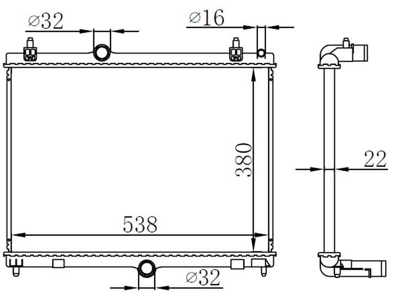 RADYATÖR BRAZİNG C5 09>P508 10>1.6HDI EP6CDT MEK AC KLİMASIZ 538x380x22
