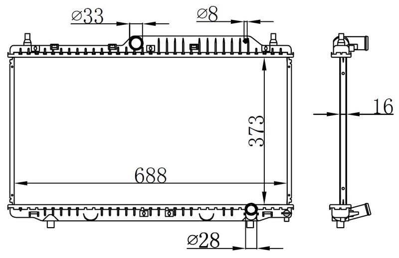 RADYATÖR BRAZİNG CHERY ALIA MEK 373x688x16