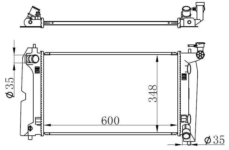 RADYATÖR BRAZİNG COROLLA 02-07 AVENSIS 03-08 AC KLİMASIZ MEK 598x349x16