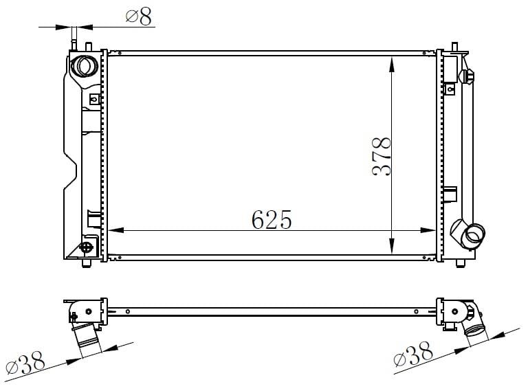 RADYATÖR BRAZİNG COROLLA 2.0 D4D 01 > 625x378x16