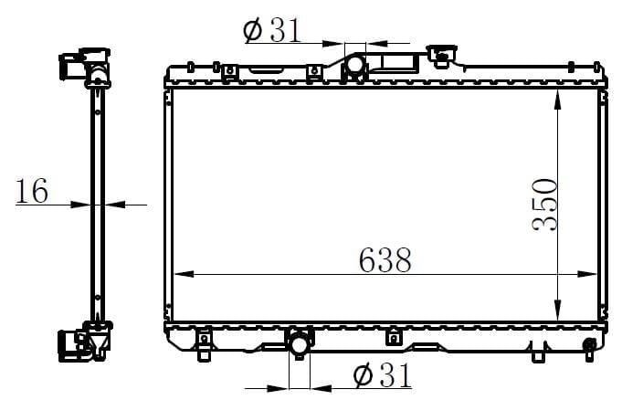 RADYATÖR BRAZİNG COROLLA 92-97 AE 101 AC KLİMASIZ MEK 350x638x16