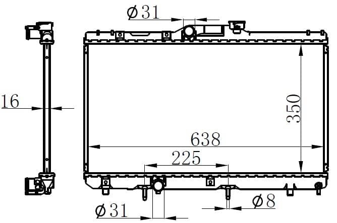 RADYATÖR BRAZİNG COROLLA AE 101 OTOM 350x638x16