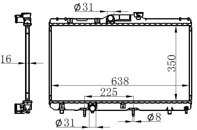 RADYATÖR BRAZİNG COROLLA AE 101 OTOM 350x638x16