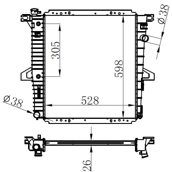 RADYATÖR BRAZİNG EXPLORER 95-05 AC KLİMASIZ OTOM 525x598x26