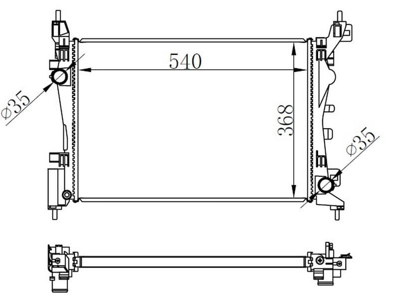 RADYATÖR BRAZİNG GRANDE PUNTO 1.2-1.4 1.4 16V 05 > AC KLİMALI MEK OTOM 540x368x26