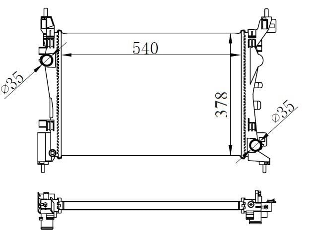 RADYATÖR BRAZİNG GRANDE PUNTO 1.2-1.4 1.4 16V 05 > AC KLİMALI MEK OTOM 540x378x23