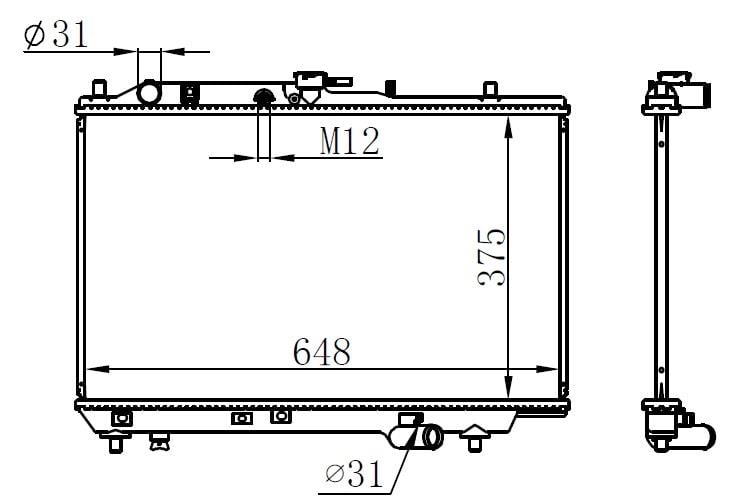 RADYATÖR BRAZİNG KIA SEPHIA 93 > 375x648x16
