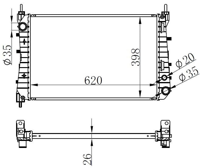 RADYATÖR BRAZİNG LINEA 1.3 JTD AC KLİMASIZ MEK 621x395x26