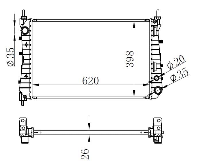 RADYATÖR BRAZİNG LINEA 1.3 JTD AC KLİMASIZ MEK 621x395x26