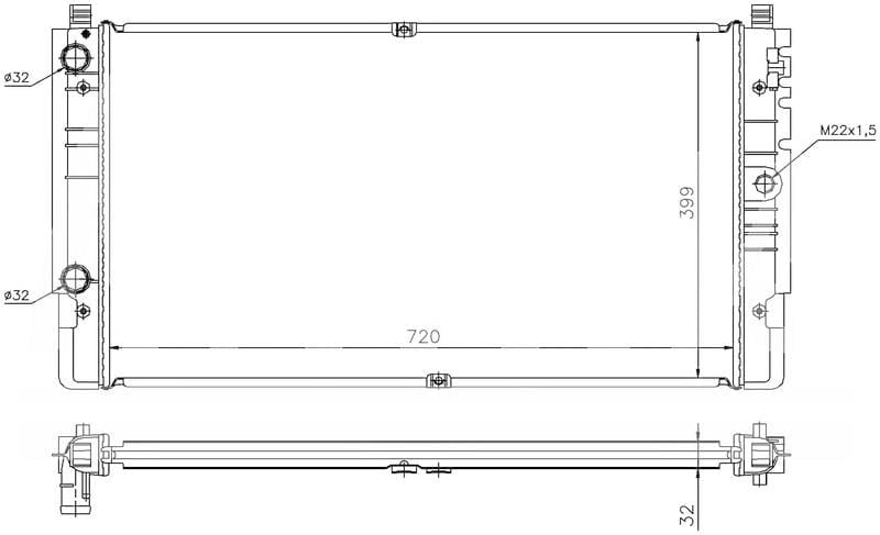 RADYATOR BRAZİNG M/A 720X388X32 TRANSPORTER T4 65238A