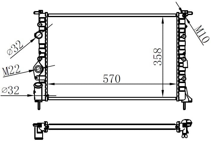 RADYATÖR BRAZİNG MGN 1.6i-2.0i 96-99 -2.0i 99>SCENIC I 1.9DTI-DCI 99-03 KLİMASIZ MEK 570x358x22