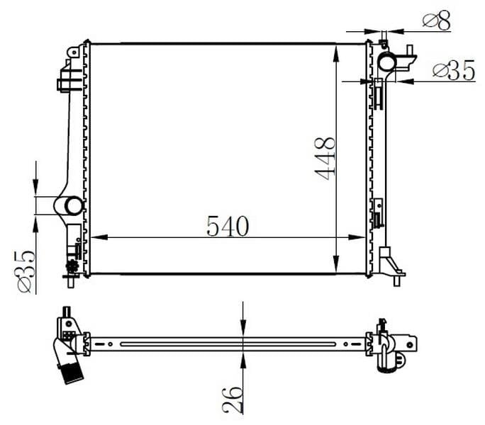 RADYATÖR BRAZİNG MGN IV-1.5 DCİ- 1.2TCE-1.6 16V AC MEK 540X448X26
