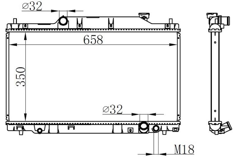 RADYATOR BRAZİNG MT 350X658X16 CİVİC VII 2.0İ 16V 01- 68114