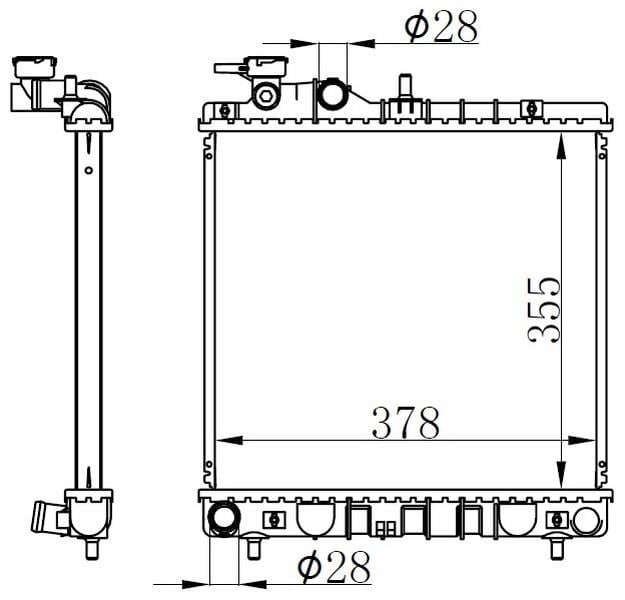 RADYATOR BRAZİNG MT 355X378X22 ATOS 1.0İ 12V 97 67500A