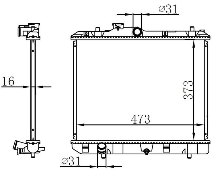 RADYATOR BRAZİNG MT 373X473X16 SPLASH 1.0İ/1.2İ 08 / OPEL AGİLA 07 630707