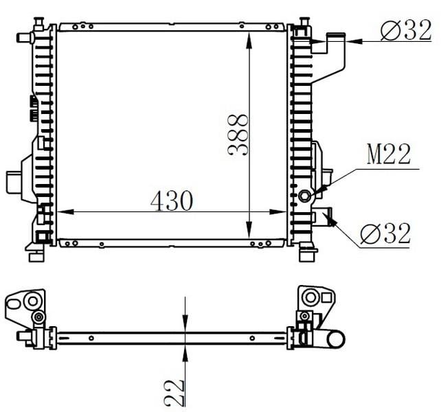 RADYATOR BRAZİNG MT 430X388X22 TWİNGO 1.0İ/1.2İ 93 63835A