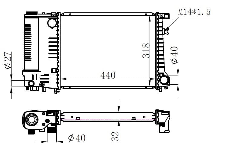 RADYATOR BRAZİNG MT 440X328X32 E30 3.16İ 82 . E34 5.18İ/5.20İ 88 . E36 3.18İ/3.20İ 90 60735