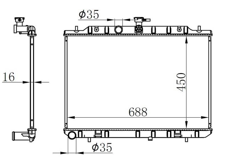 RADYATOR BRAZİNG MT 450X688X16 X-TRAİL 2.0D 07 67366
