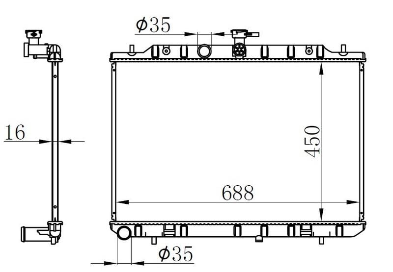 RADYATOR BRAZİNG MT 450X688X16 X-TRAİL 2.0D 07 67366