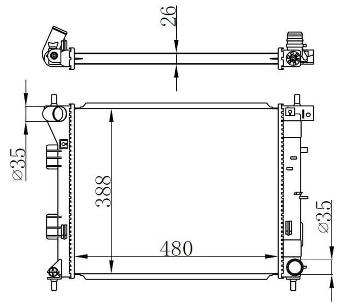 RADYATOR BRAZİNG MT 480X388X26 ELANTRA 10 /İ30 CEED 12 1.6 CRDİ 67607