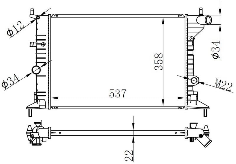 RADYATOR BRAZİNG MT 537X358X22 VECTRA B 1.6/2.0 AC-95 630681