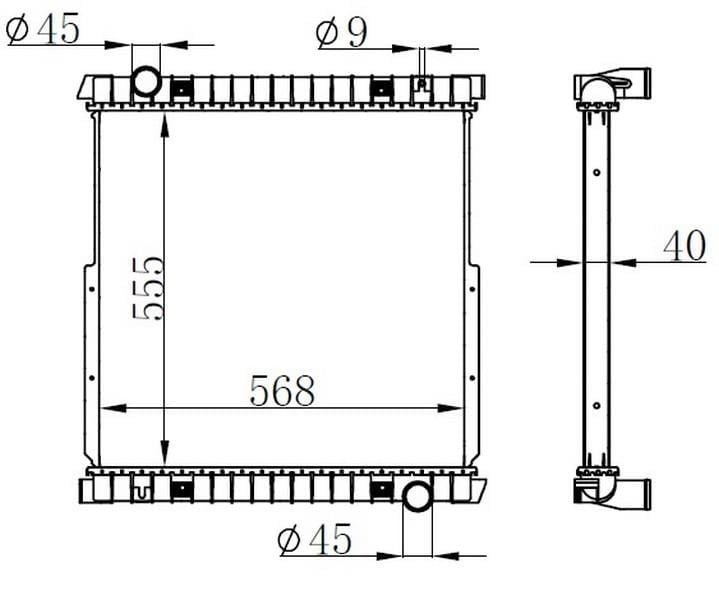 RADYATOR BRAZİNG MT 555X568X40 EURO CARGO E13/E15/E17/E18/E21/E22/E24/E28 01- 63333