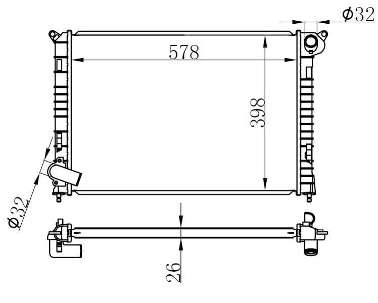 RADYATOR BRAZİNG MT 578X398X26 MİNİ COOPER 1.6 01 / ONE 1.4/1.6 01 69703A