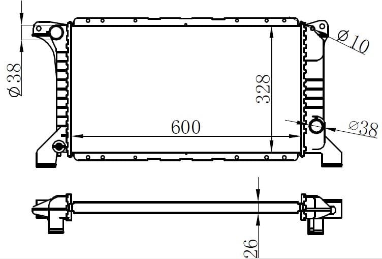 RADYATOR BRAZİNG MT 600X329X26 TRANSİT 1.6/2.0/2.5D 86- 62369A