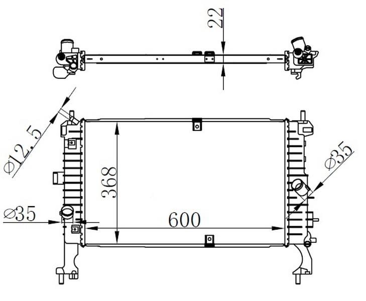 RADYATOR BRAZİNG MT 600X368X22 MERİVA A 1.3 CTDİ 03 63092