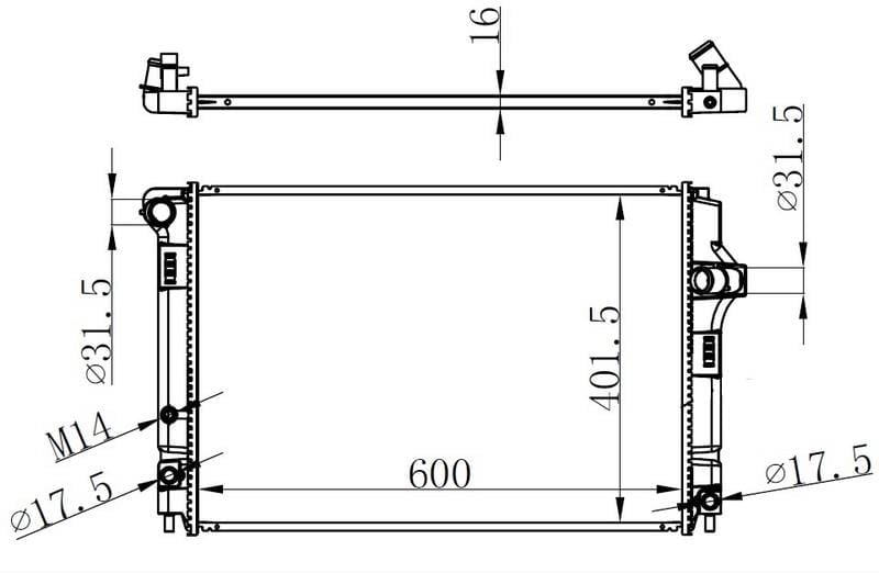 RADYATOR BRAZİNG MT 600X401X16 YARİS HİBRİD 10 646873