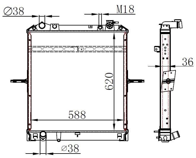RADYATOR BRAZİNG MT 620X588X36 NOVO MİNİBUS EURO 6 2017