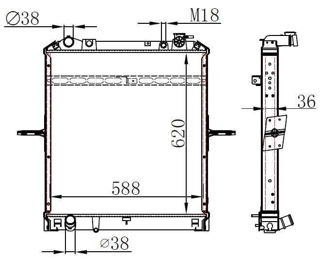 RADYATOR BRAZİNG MT 620X588X36 NOVO MİNİBUS EURO 6 2017