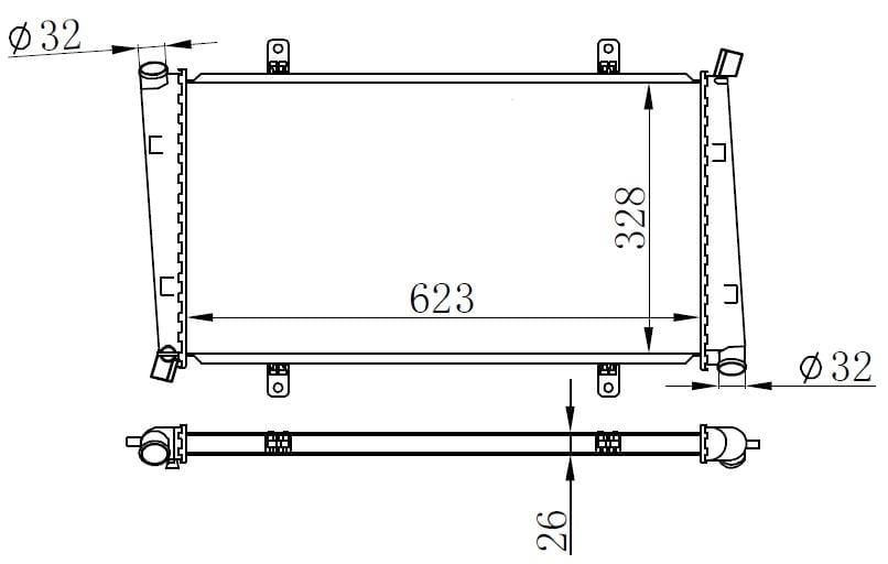 RADYATOR BRAZİNG MT 623X328X26 VOLVO S40/V40 1.9 TDI 65560A