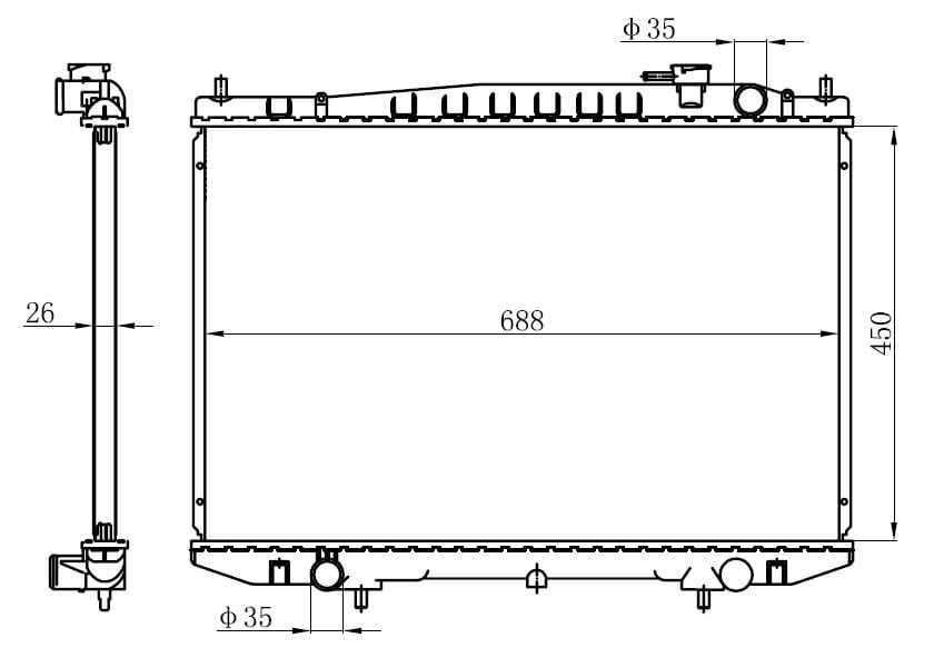 RADYATÖR BRAZİNG NISSAN D22 2.5TD-3.2D MEK 450x710x26