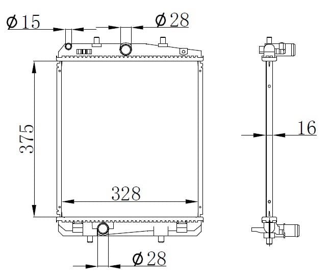 RADYATÖR BRAZİNG P107 1.4HDİ MEK 375x338x16