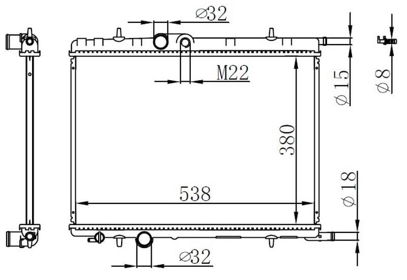 RADYATÖR BRAZİNG P307 1.6İ 00-08 MEK 380x538x22