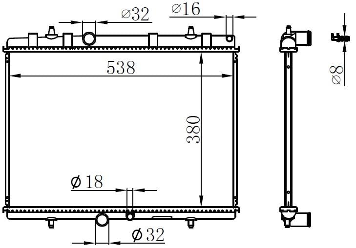 RADYATÖR BRAZİNG P307 2.0 HDI 110 00 > MEK 380x538x26